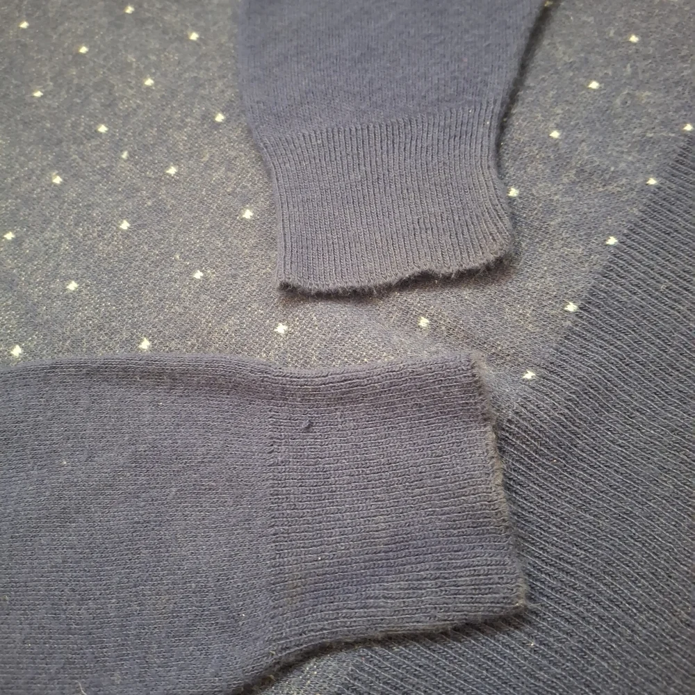 Puritan Navy V-Neck Sweater with Dotted Pattern